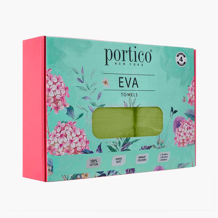 PORTICO Eva Green Textured Cotton Towel Set - Set of 4