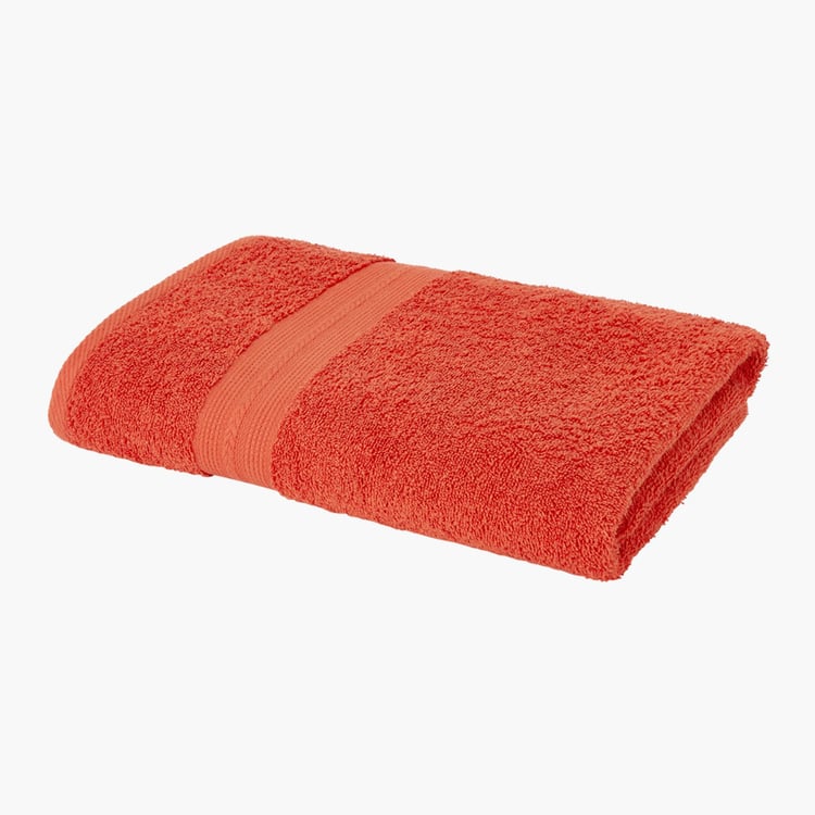PORTICO Eva Red Solid Cotton Bath Towel - 90x180cm
