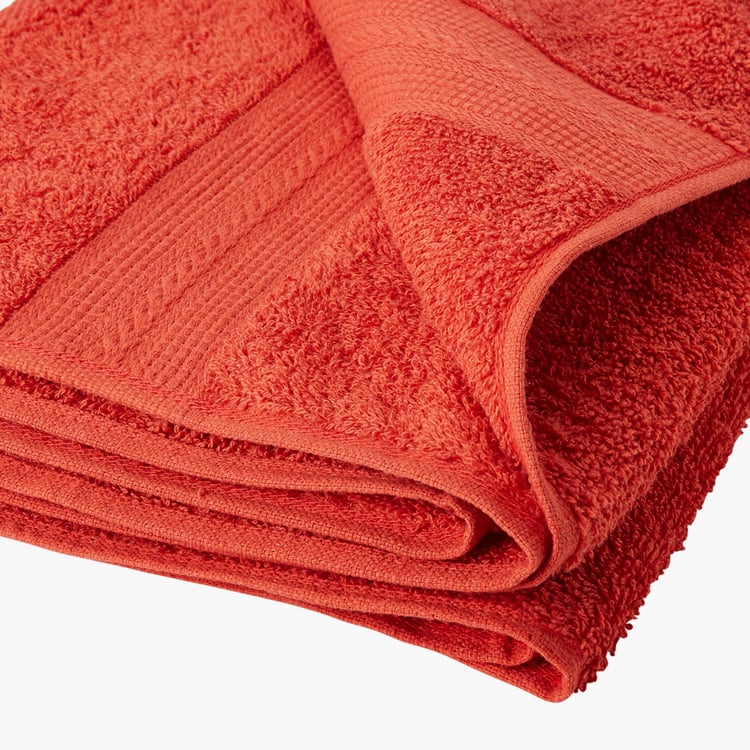 PORTICO Eva Red Solid Cotton Bath Towel - 90x180cm