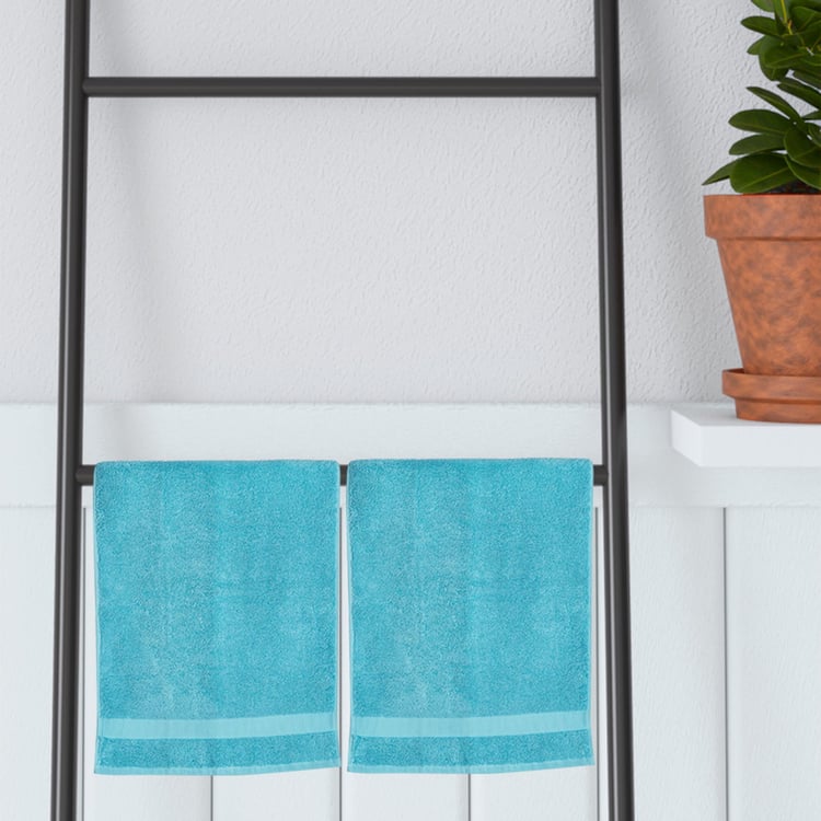 PORTICO Cloud Blue Textured Cotton Hand Towel - 40x60cm - Set of 2