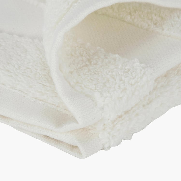 PORTICO Cloud White Textured Cotton Face Towel - 30x30cm - Set of 4
