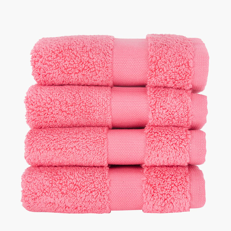 PORTICO Cloud Pink Textured Cotton Face Towel - 30x30cm - Set of 4