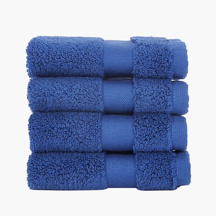 PORTICO Cloud Blue Textured Cotton Face Towel - 30x30cm - Set of 4