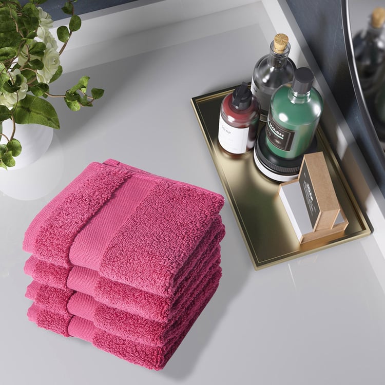 PORTICO Cloud Pink Textured Cotton Face Towel - 30x30cm - Set of 4
