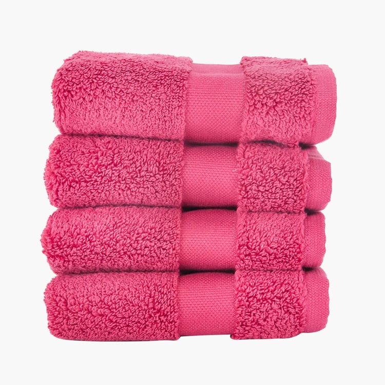 PORTICO Cloud Pink Textured Cotton Face Towel - 30x30cm - Set of 4