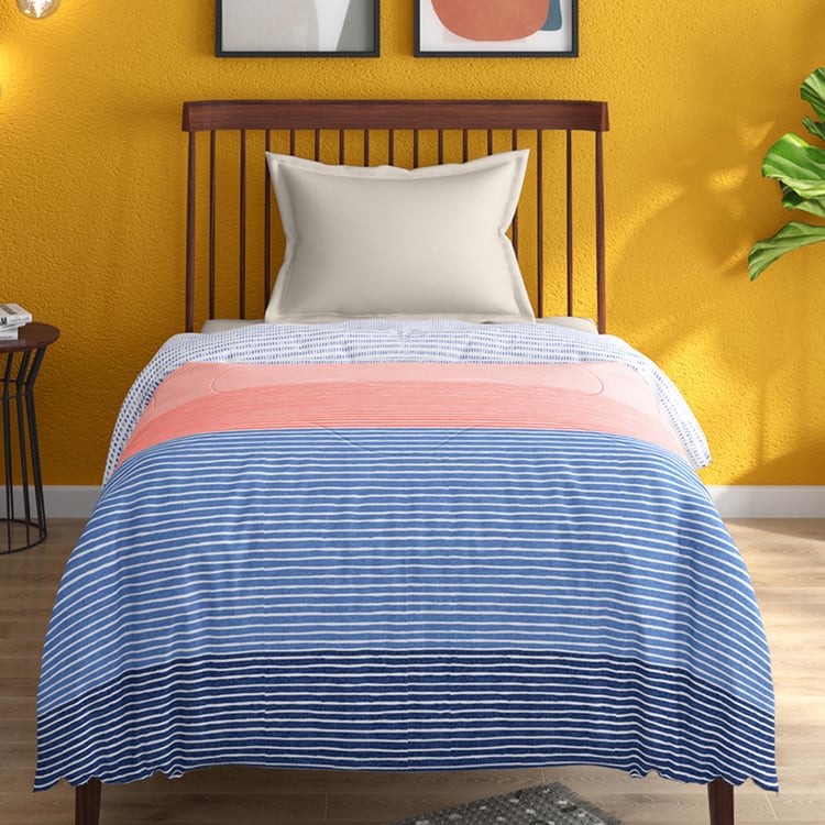 PORTICO Hashtag Multicolour Striped Cotton Single Comforter - 152 cm x 220 cm