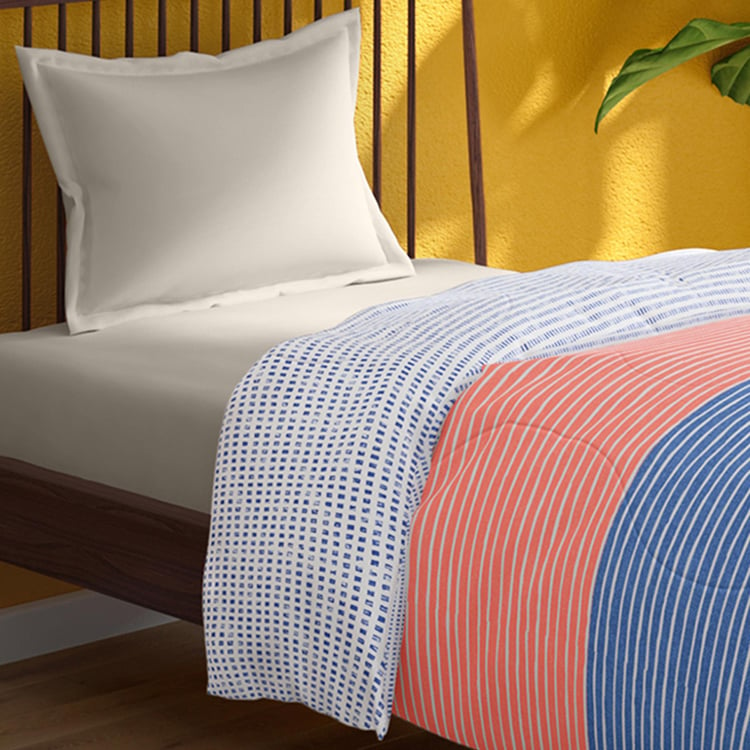 PORTICO Hashtag Multicolour Striped Cotton Single Comforter - 152 cm x 220 cm