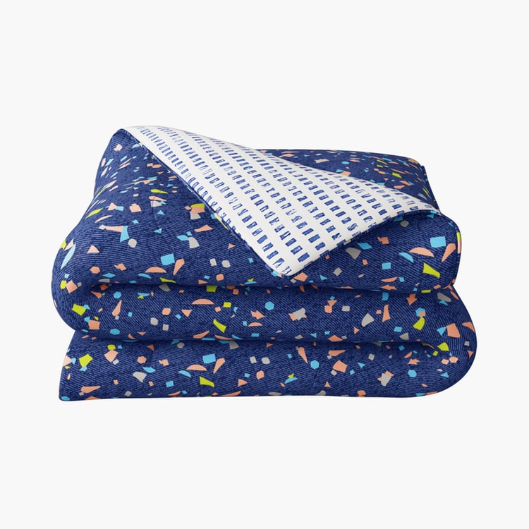 PORTICO Hashtag Blue Printed Cotton Single Comforter - 152x220cm