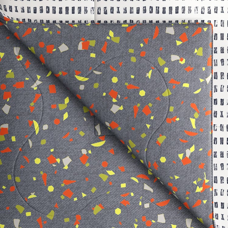 PORTICO Hashtag Grey Printed Cotton Single Comforter - 152 cm x 220cm