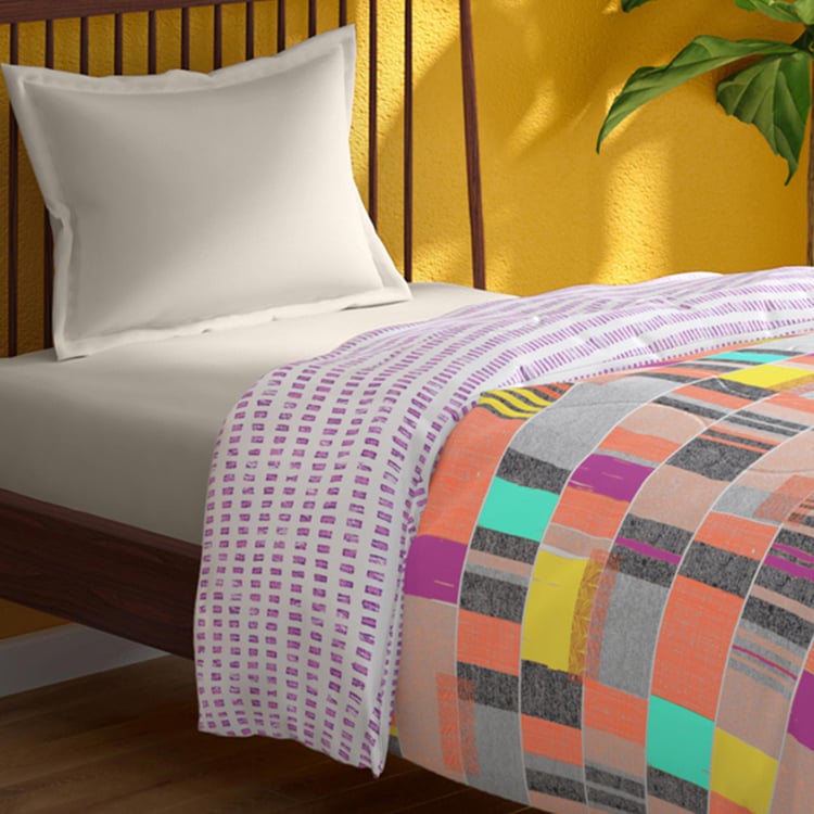 PORTICO Hashtag Multicolor Printed Cotton Single Comforter - 152x220cm