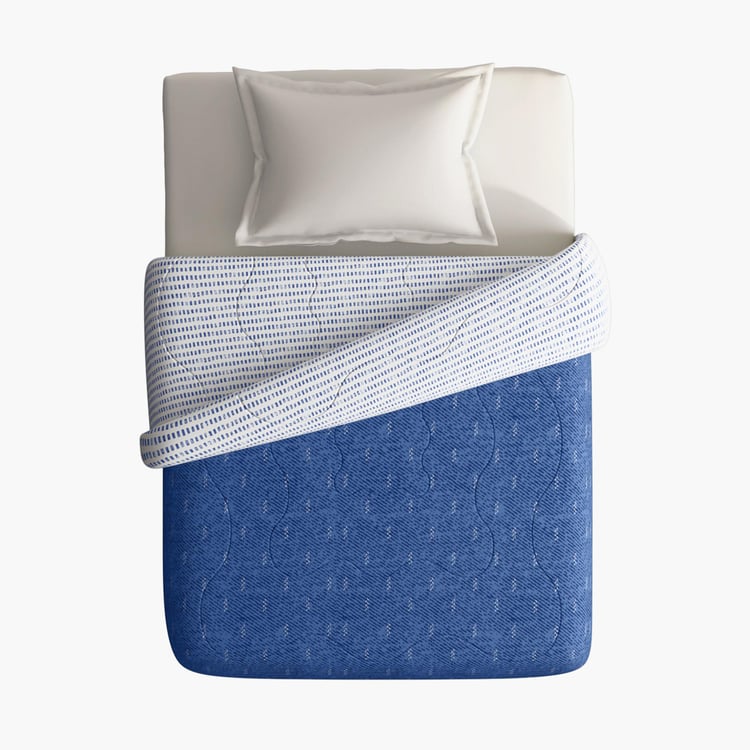 PORTICO Hashtag Blue Printed Cotton Single Comforter - 152x220cm