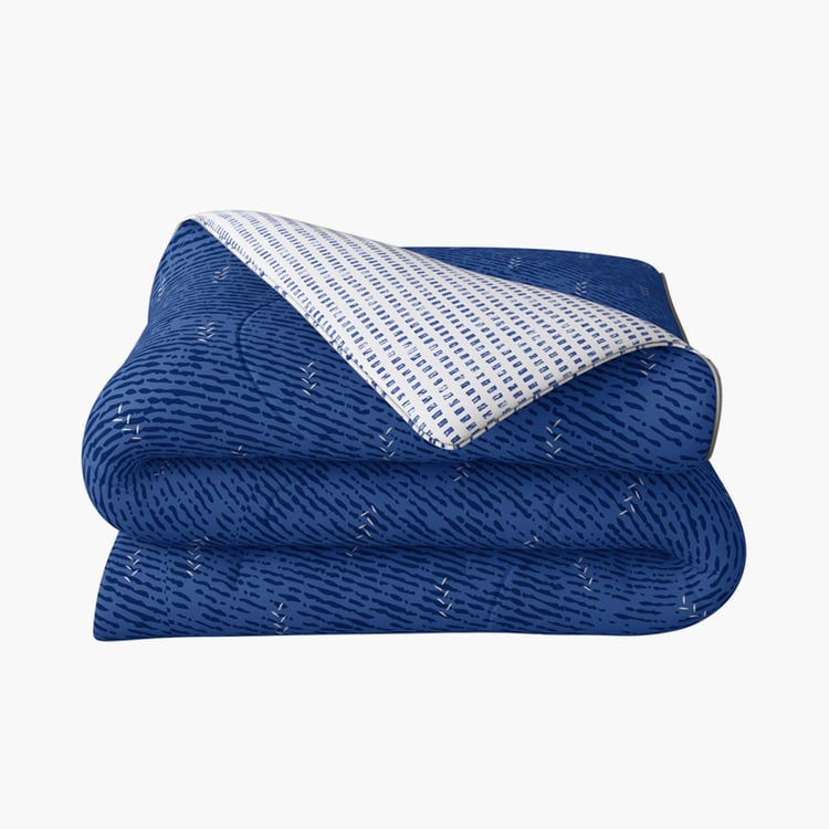 PORTICO Hashtag Blue Printed Cotton Single Comforter - 152x220cm