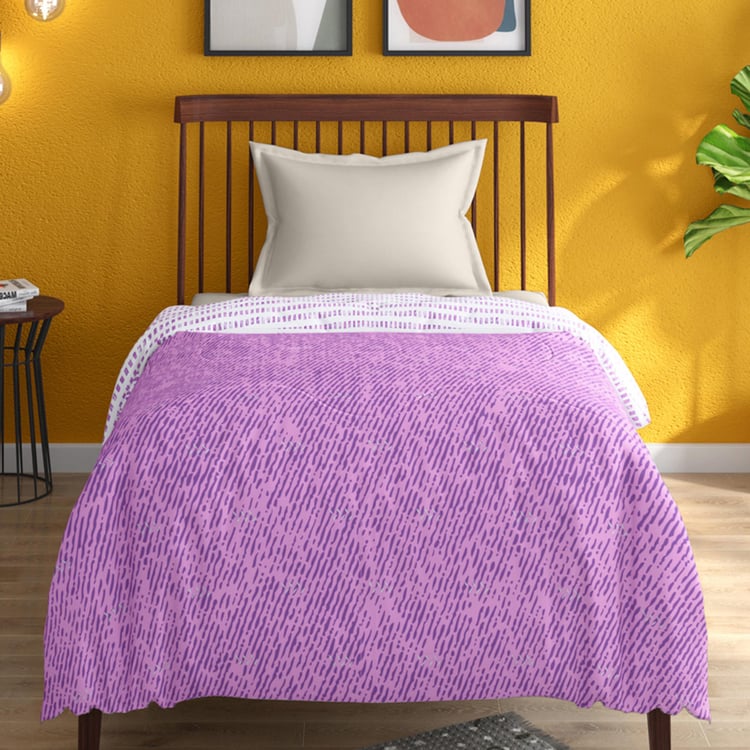 PORTICO Hashtag Purple Printed Cotton Single Comforter - 152x220cm