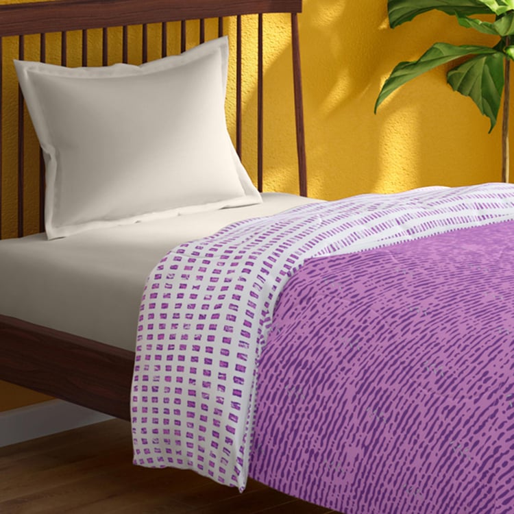 PORTICO Hashtag Purple Printed Cotton Single Comforter - 152x220cm