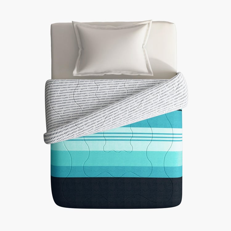 PORTICO Hashtag Blue Printed Cotton Single Comforter - 152x220cm