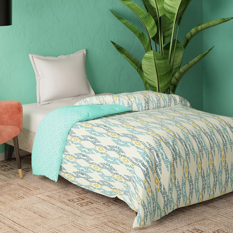 PORTICO Marvella Teal Printed Cotton Single Bed Comforter - 152x220cm