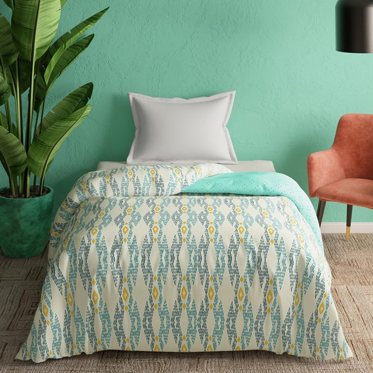 PORTICO Marvella Teal Printed Cotton Single Bed Comforter - 152x220cm