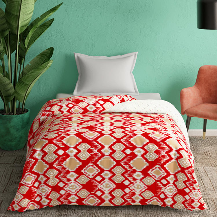 PORTICO Marvella Red Printed Cotton Single Comforter - 152x220cm