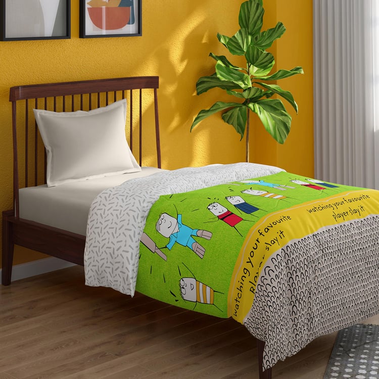 PORTICO Happiness Green Printed Cotton Single Bed Comforter - 152x220cm