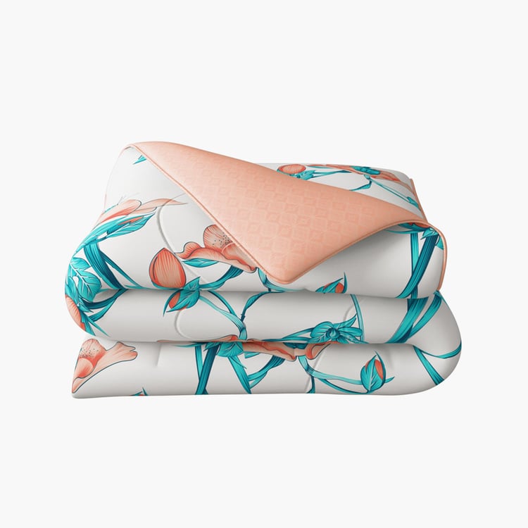 PORTICO Cadence Pink Printed Reversible Cotton King Comforter - 224x274cm