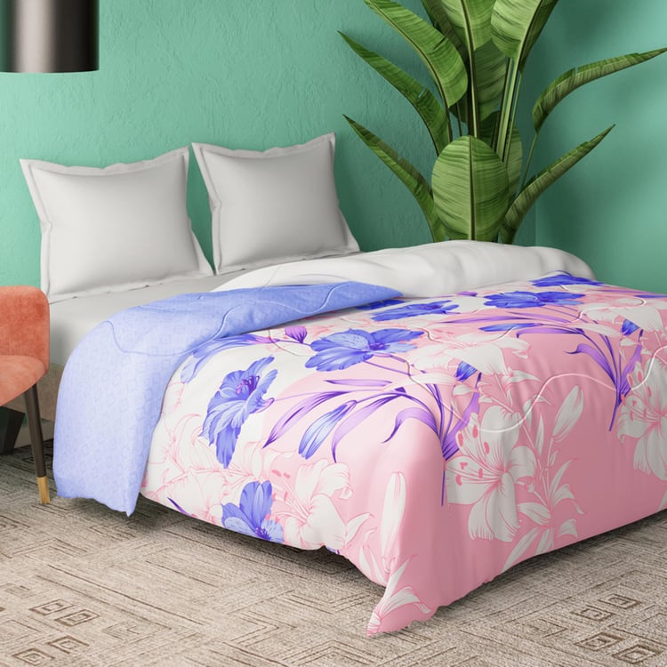 PORTICO Cadence Pink Printed Cotton King Comforter - 224x274cm