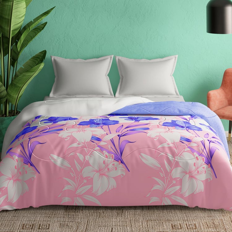 PORTICO Cadence Pink Printed Cotton King Comforter - 224x274cm
