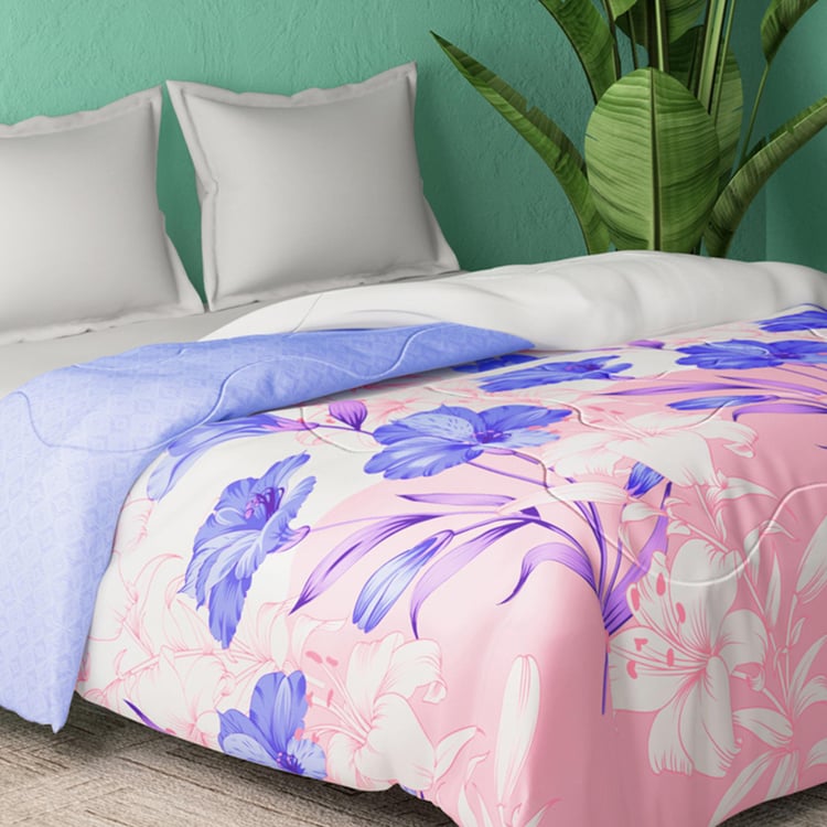 PORTICO Cadence Pink Printed Cotton King Comforter - 224x274cm