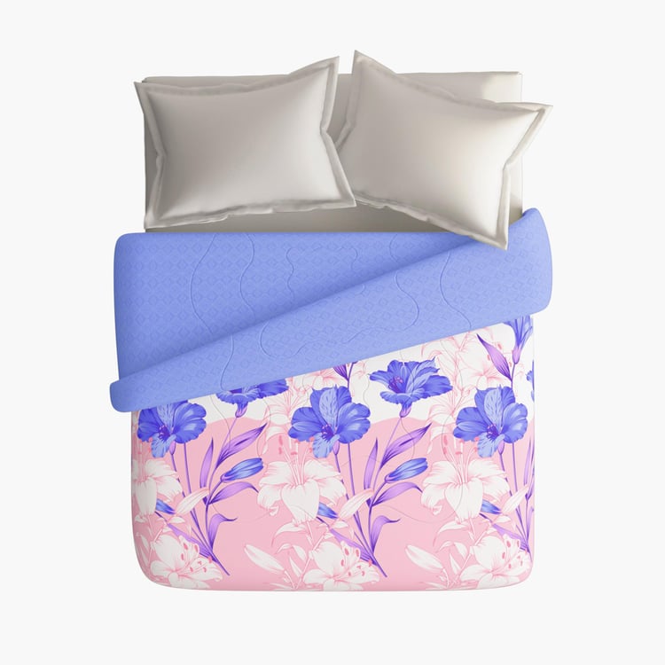 PORTICO Cadence Pink Printed Cotton King Comforter - 224x274cm