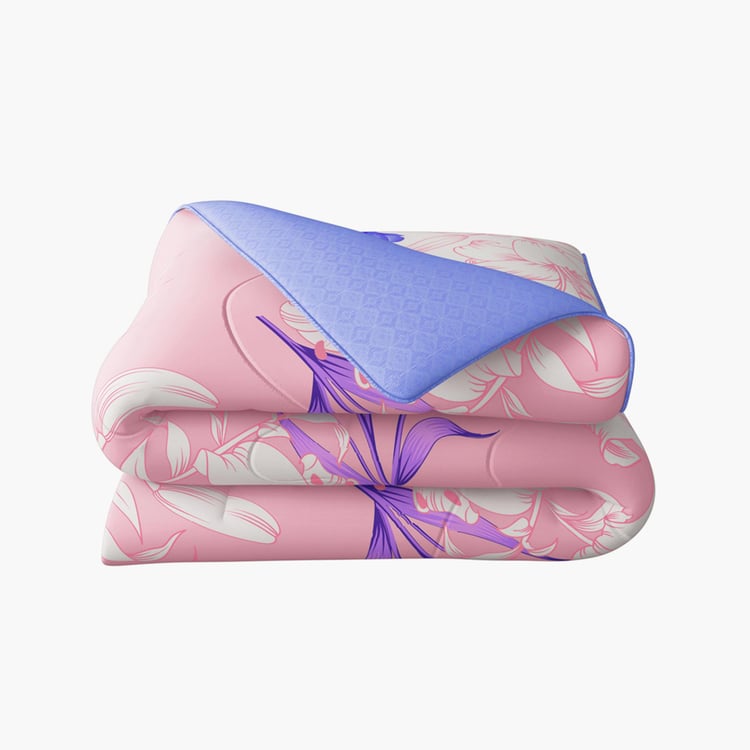 PORTICO Cadence Pink Printed Cotton King Comforter - 224x274cm