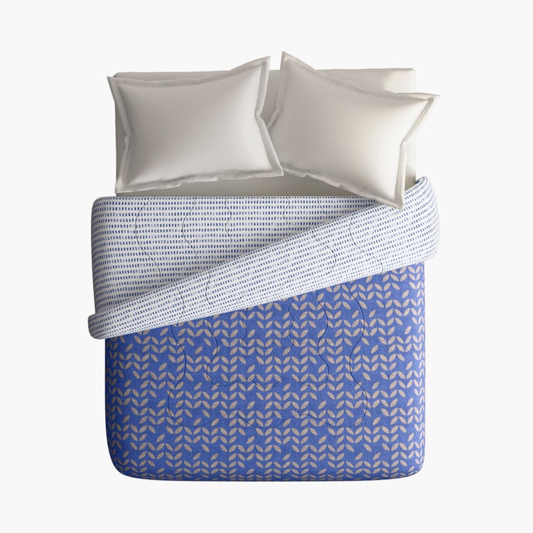 PORTICO Hashtag Blue Cotton Printed Queen Comforter - 220x240cm