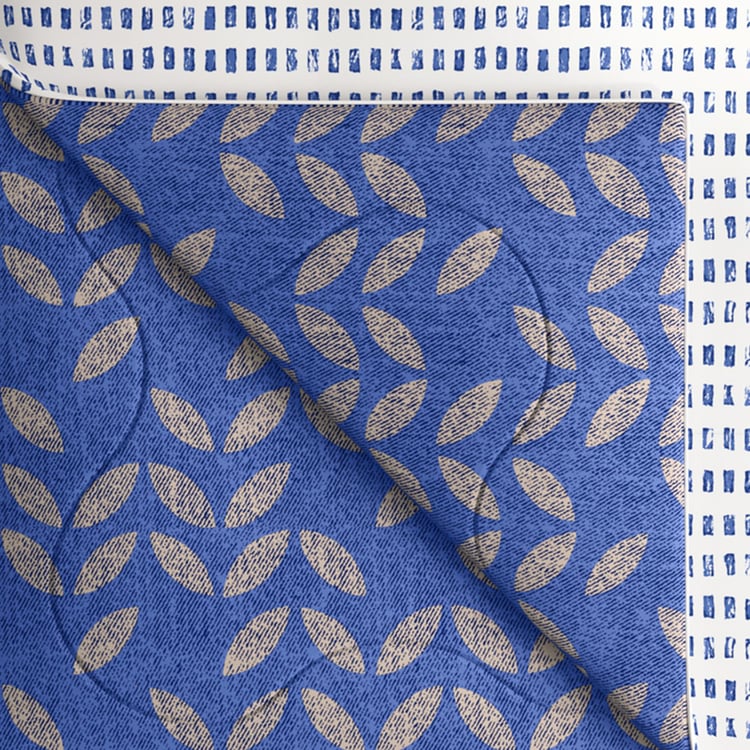 PORTICO Hashtag Blue Cotton Printed Queen Comforter - 220x240cm