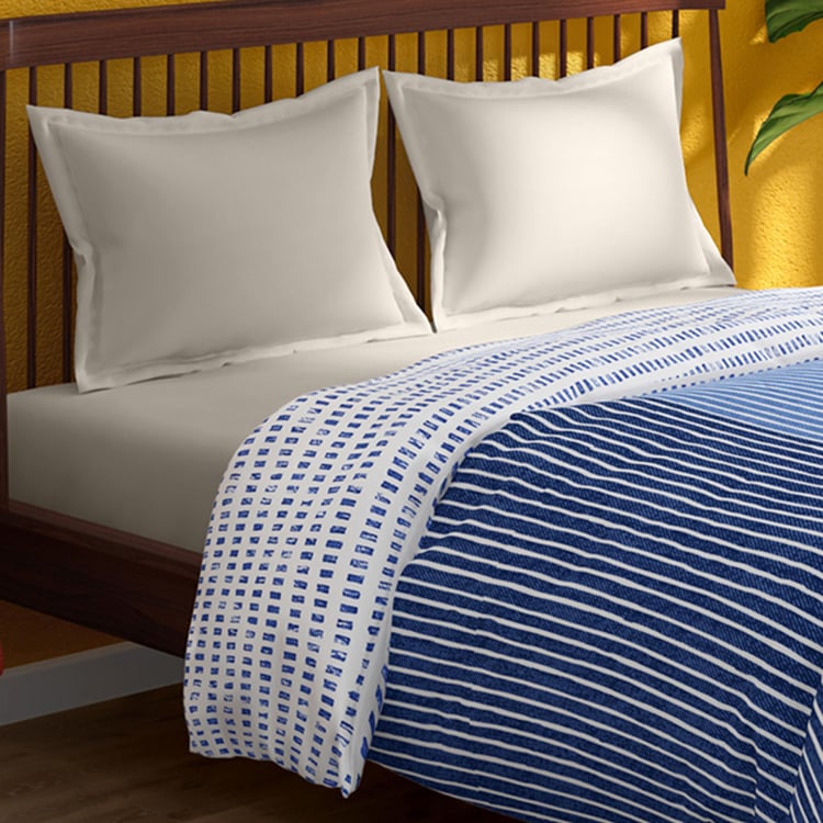 PORTICO Hashtag Multicolour Striped Cotton Queen Comforter - 220 cm x 240 cm