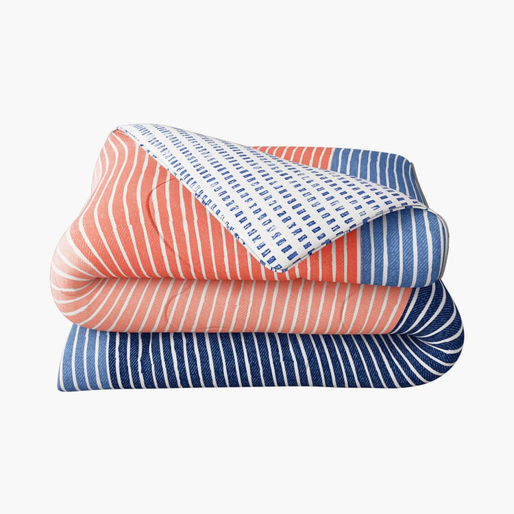 PORTICO Hashtag Multicolour Striped Cotton Queen Comforter - 220 cm x 240 cm