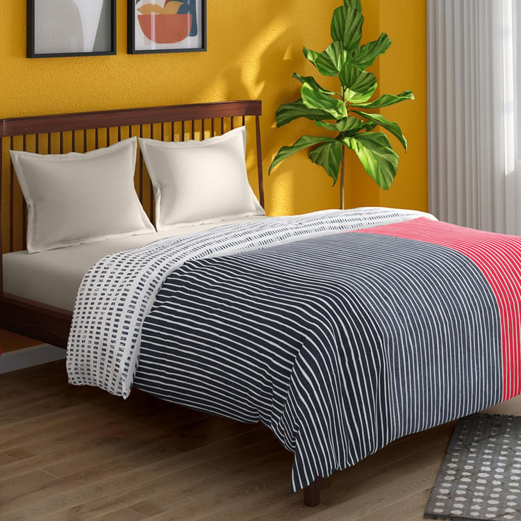 PORTICO Hashtag Black Striped Double Bed Comforter - 220x240cm