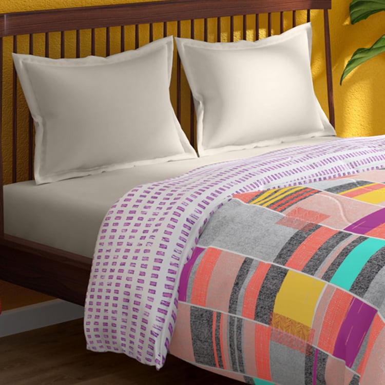 PORTICO Hashtag Multicolour Printed Cotton Queen Comforter - 220x240cm
