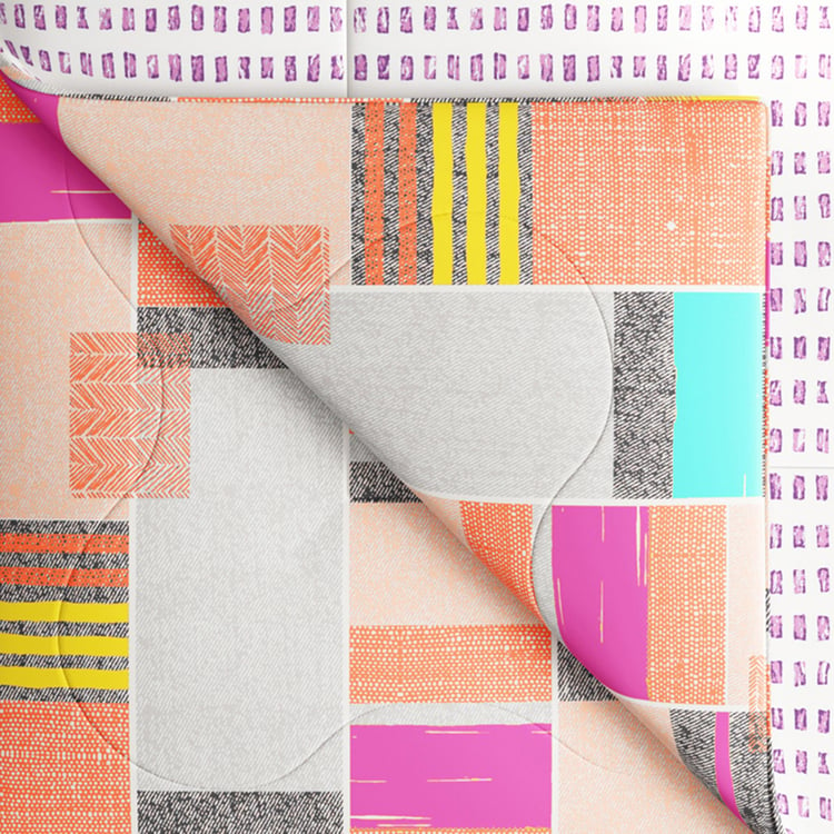 PORTICO Hashtag Multicolour Printed Cotton Queen Comforter - 220x240cm