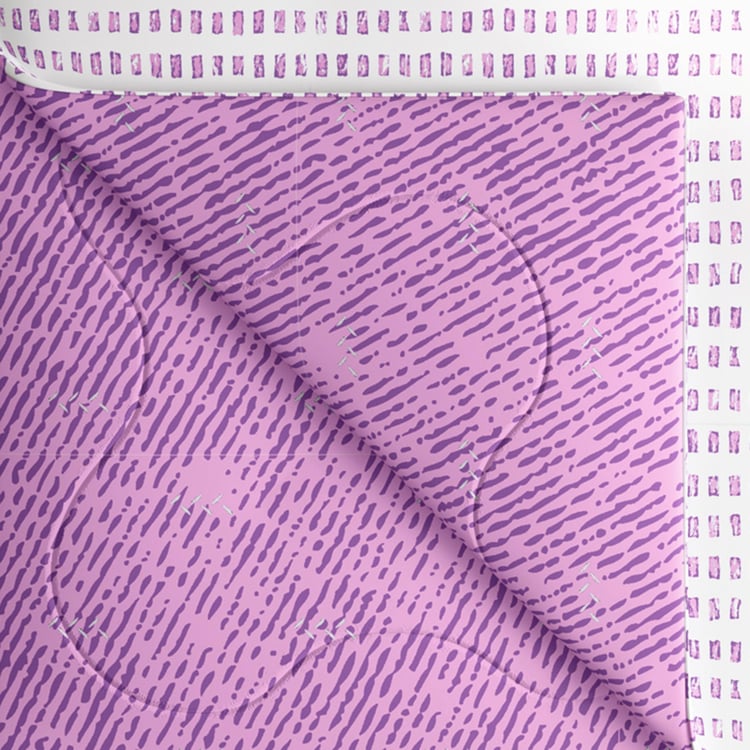 PORTICO Hashtag Purple Printed Cotton Queen Comforter - 220x240cm