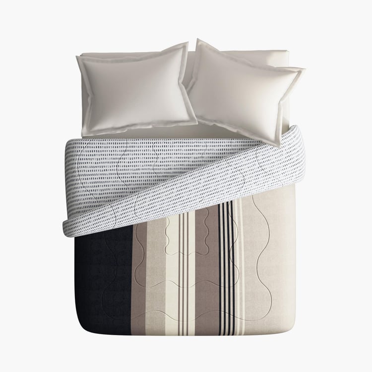 PORTICO Hashtag Multicolour Striped Cotton Queen Comforter - 220x240cm