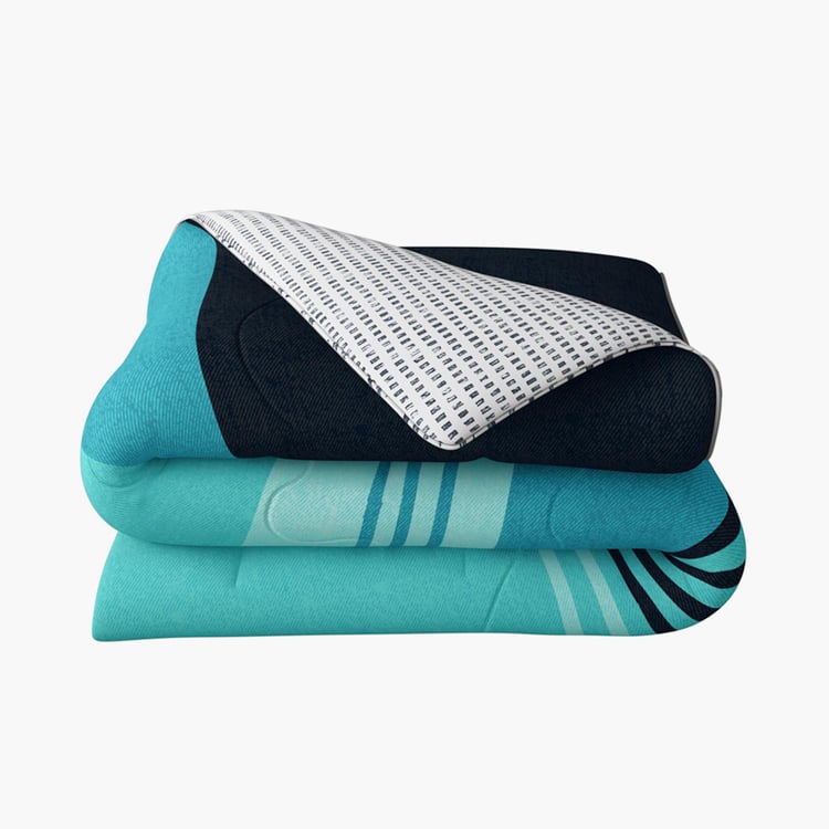 PORTICO Hashtag Blue Striped Cotton Queen Comforter - 220 cm x 240 cm
