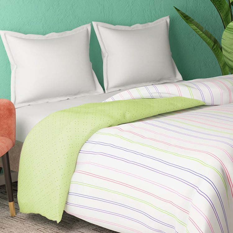 PORTICO Marvella White Printed Cotton Queen Size Bed Comforter - 220x240cm