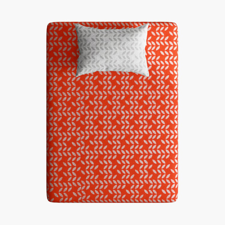 PORTICO Hashtag Red Printed Cotton Single Bedsheet Set - 150x224cm - 2Pcs