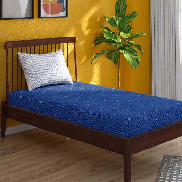 PORTICO Hashtag Blue Solid Cotton Single Bedsheet Set - 150x224cm - 2Pcs