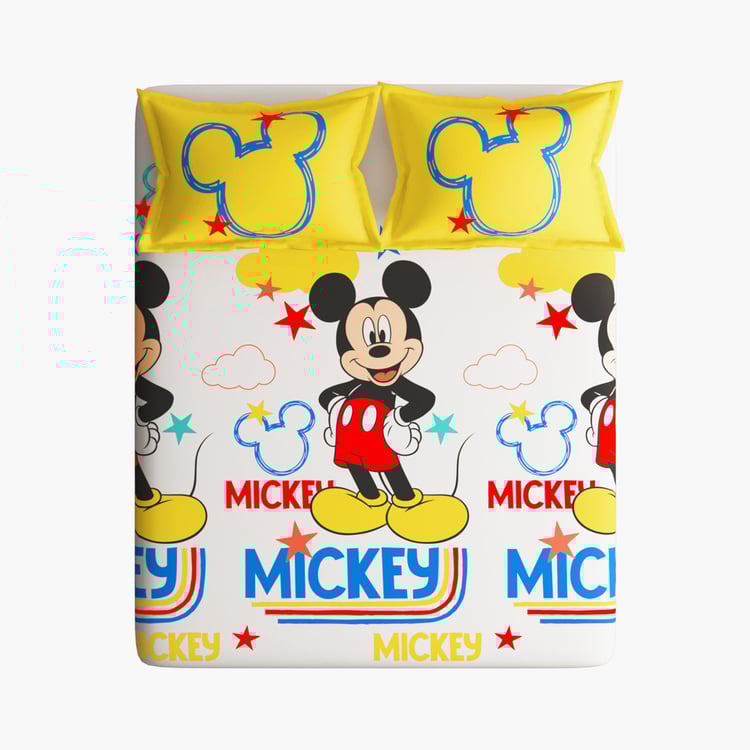 PORTICO License Multicolour Mickey Mouse Printed Cotton Super King Bedsheet Set - 274x274cm - 3Pcs
