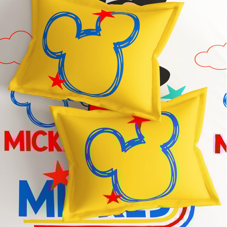 PORTICO License Multicolour Mickey Mouse Printed Cotton Super King Bedsheet Set - 274x274cm - 3Pcs