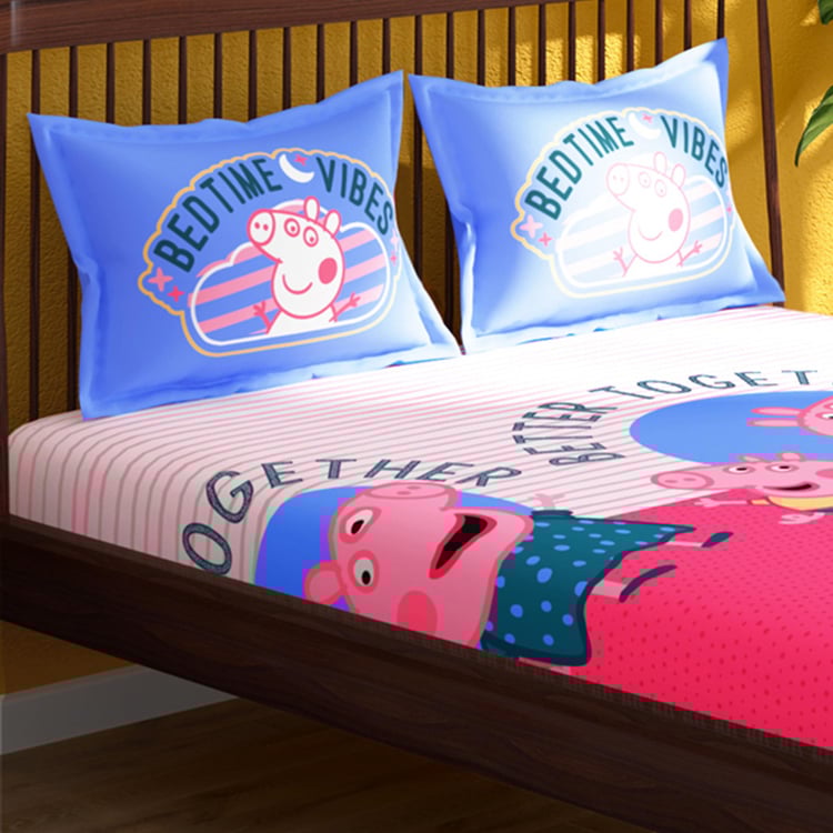 PORTICO License Pink Printed Cotton Super King Bedsheet Set - 274x274cm - 3Pcs