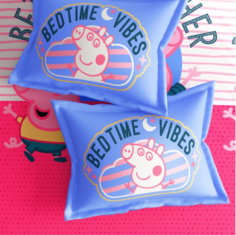 PORTICO License Pink Printed Cotton Super King Bedsheet Set - 274x274cm - 3Pcs