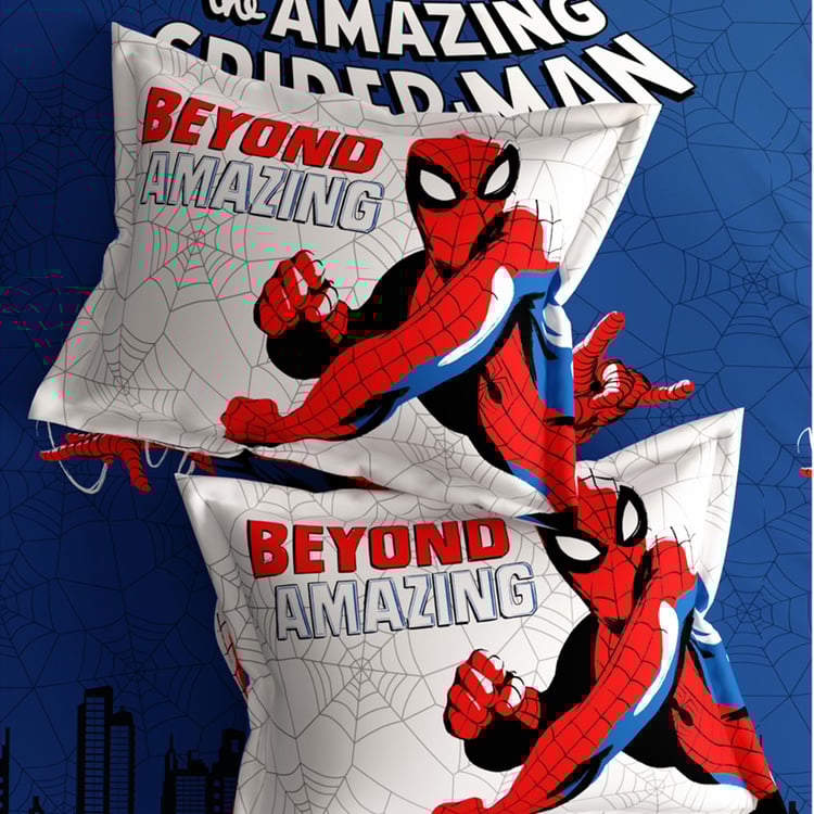 PORTICO License Blue Spiderman Printed Cotton Super King Bedsheet Set - 274x274cm - 3Pcs