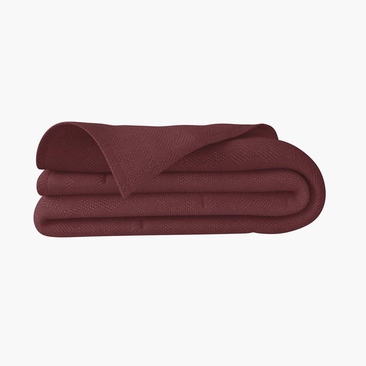 PORTICO Solace Maroon Textured Cotton Single Dohar - 152x220cm