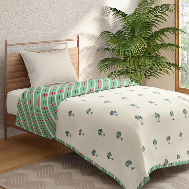 PORTICO Gulmohar Green Printed Cotton Single Bed Dohar - 140x228cm