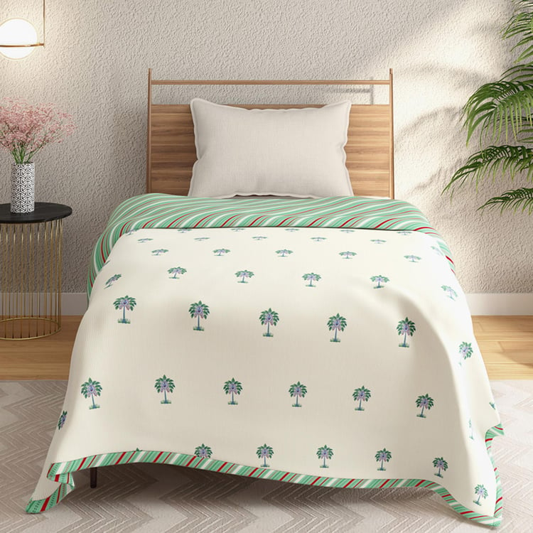 PORTICO Gulmohar Green Printed Cotton Single Bed Dohar - 140x228cm